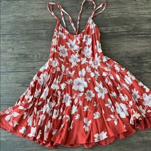 Kimchi blue red floral sun dress with open back